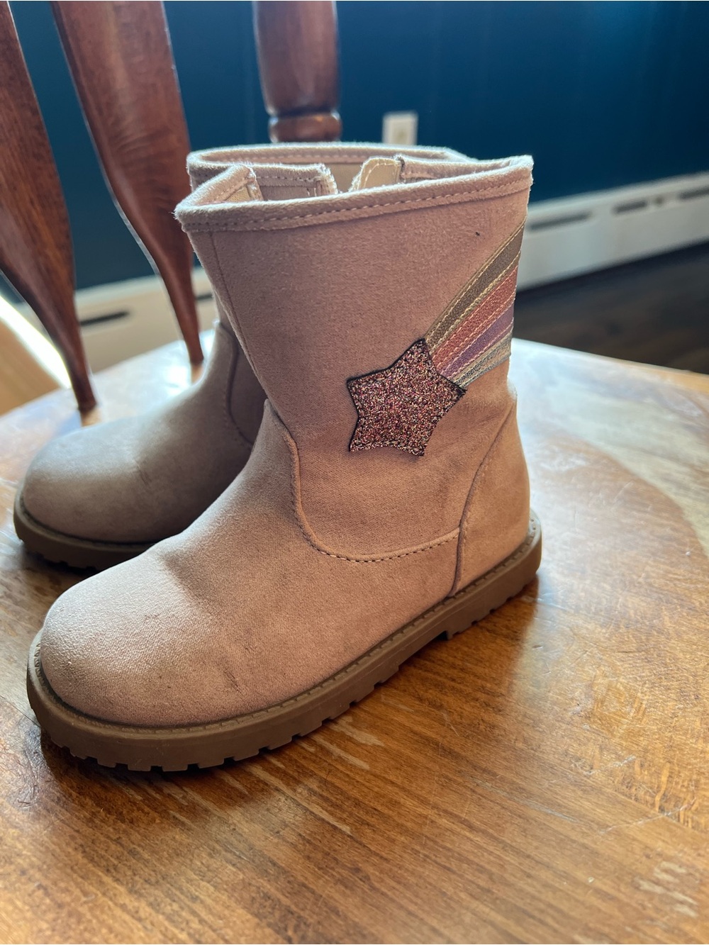 Kids Pink Suede Star Rainbow Boots - Brand: